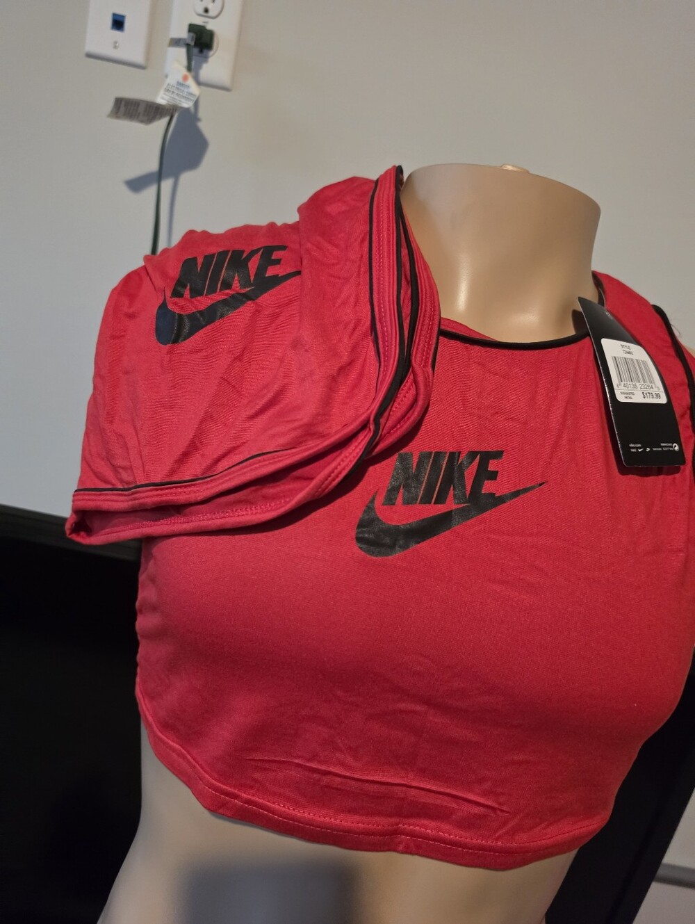Nike Red Crop Tank and High-Waist Shorts Set